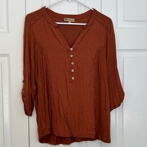 Orange Button-Down Top